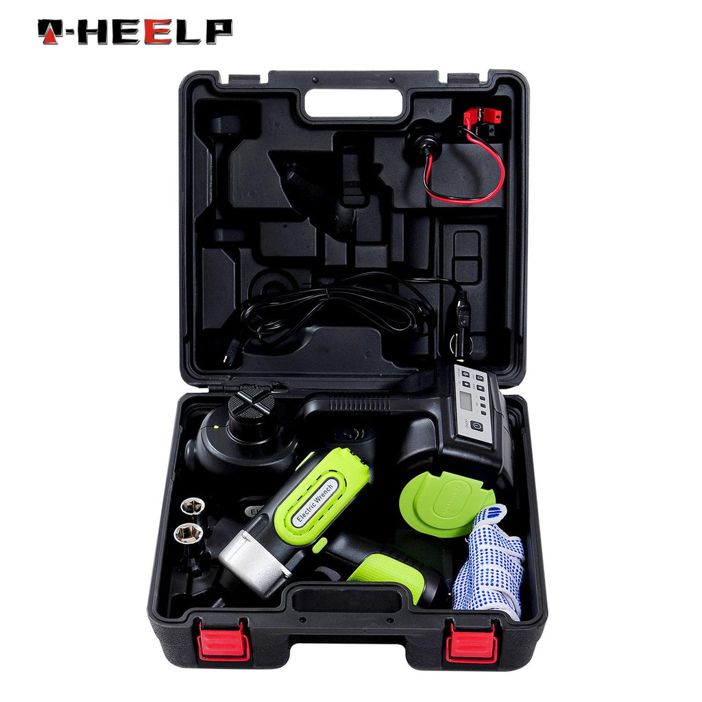 Electric Hydraulic Floor Jack 5 Ton 12V DC Car Jack Lift Impact Wrench Tool Kits
