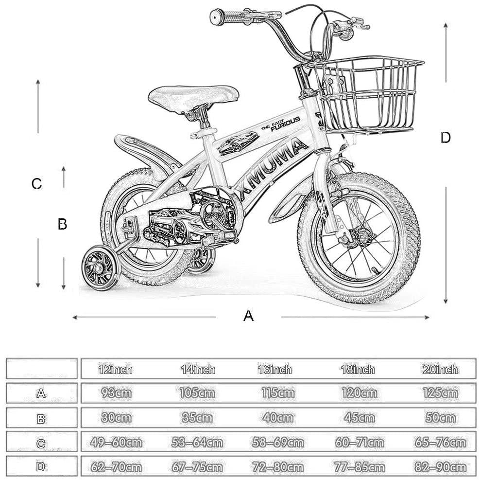 Kids Bike BMX Bike for Kids Boys Girls Bicycle Children's Boy’s Girl’s Training Bicycle for 2-10 Years Childrens Bicycle with Flash Training Wheels and Stabilisers ( Color : Black , Size : 12inch )