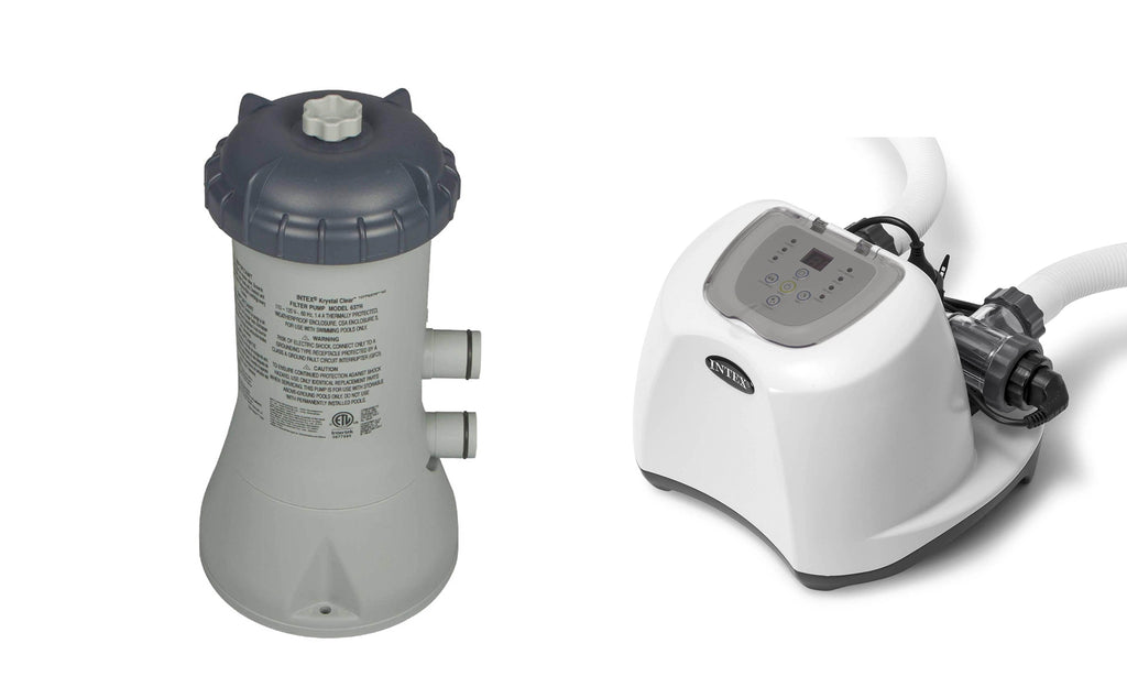 intex krystal clear 1000 gph filter pump &amp; 15000 gal saltwater chlorinator