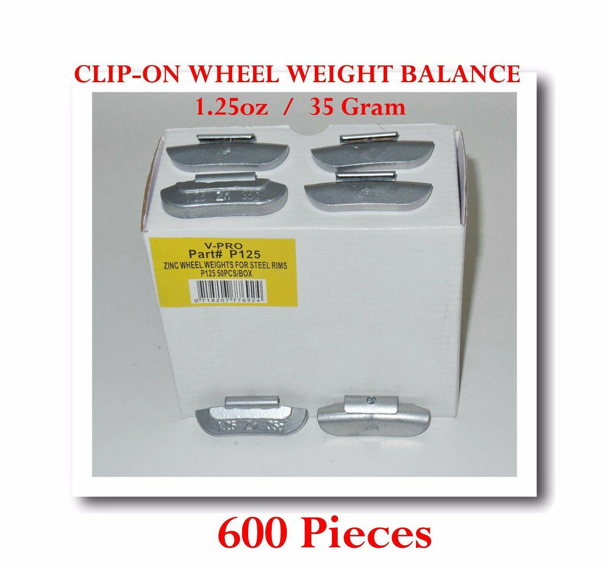 600 Pcs P Style Clip-on Wheel Weight  1.25oz 35 gram  P125 Led Free