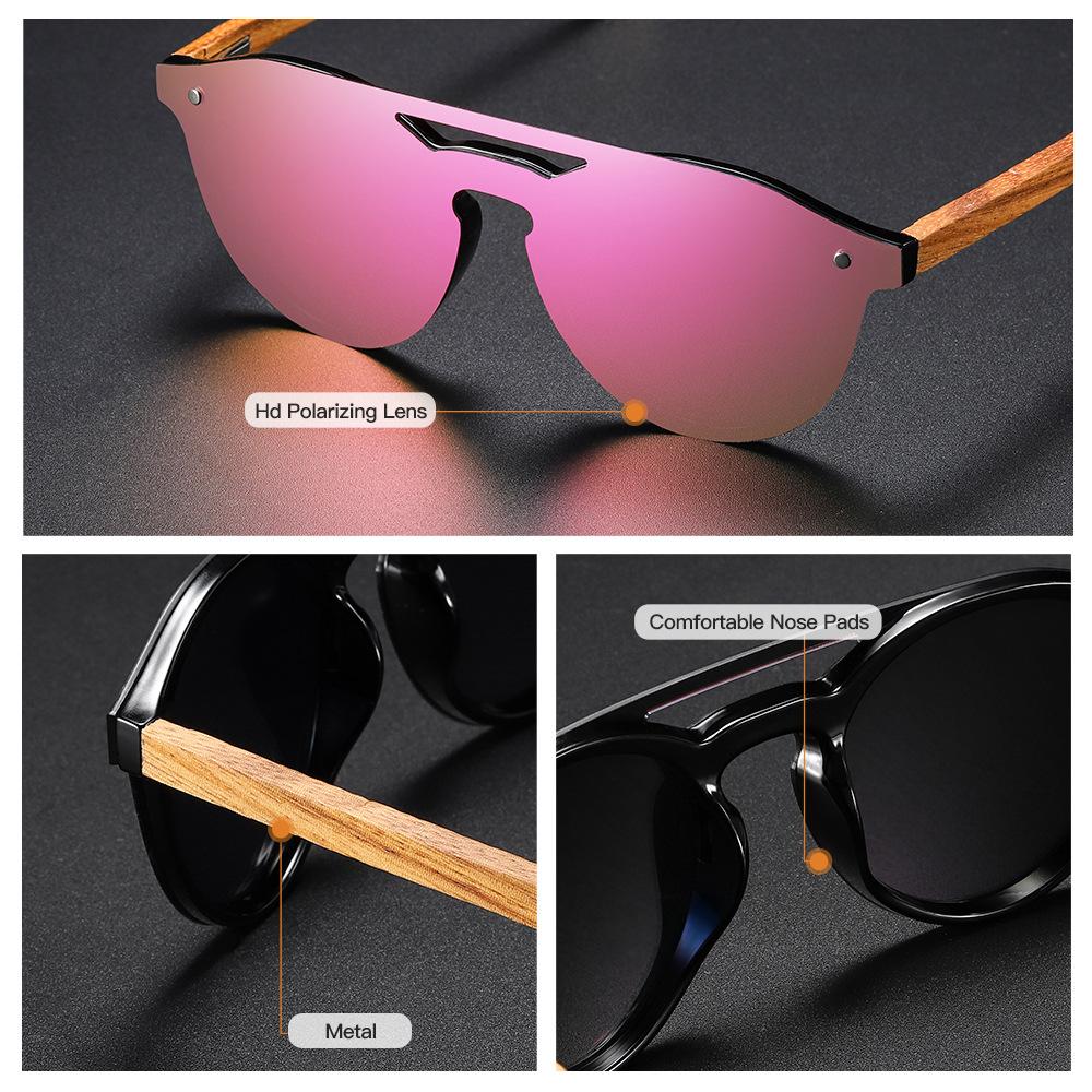 Wooden Leg Lightweight Pilot Style Polarized Sunglasses