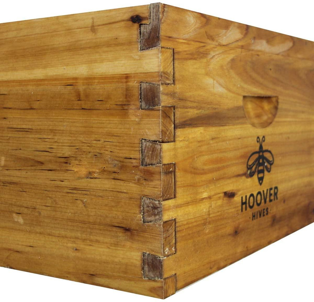 hoover hives 8 frame langstroth beehive dipped in 100% beeswax includes wooden frames &amp; waxed foundations (1 deep box, 1 medium box)