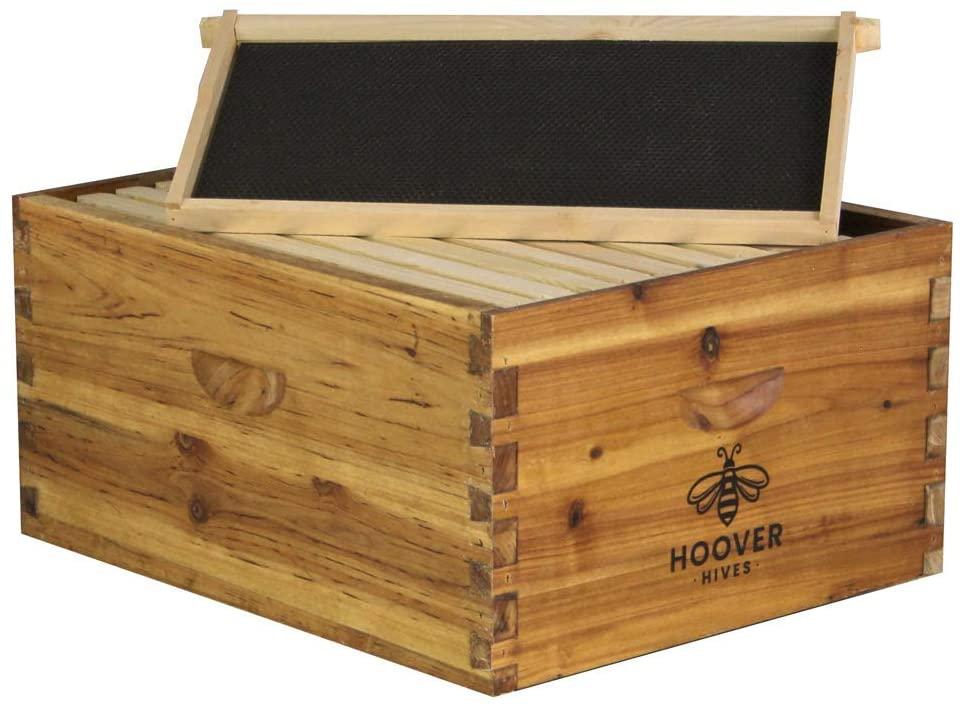 hoover hives 8 frame langstroth beehive dipped in 100% beeswax includes wooden frames &amp; waxed foundations (1 deep box, 1 medium box)
