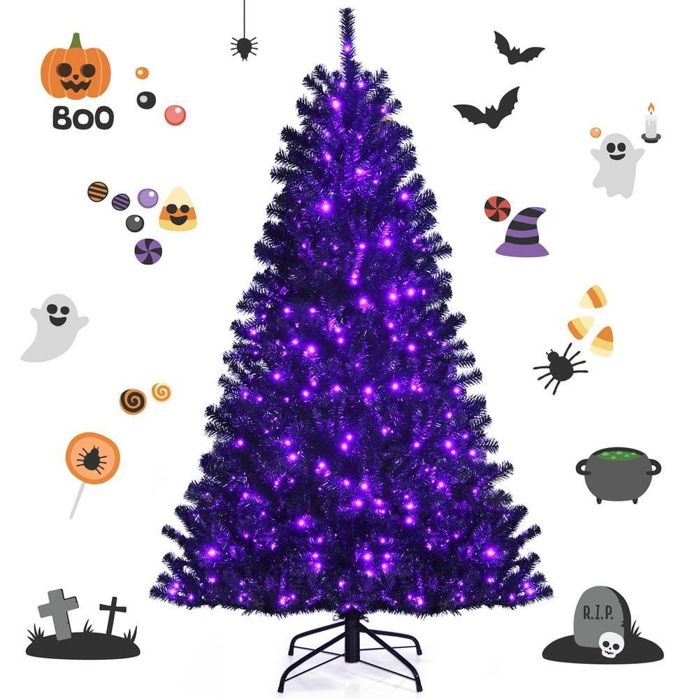 6 ft. Pre -Lit Black Halloween Tree Hinged Artificial Christmas Tree