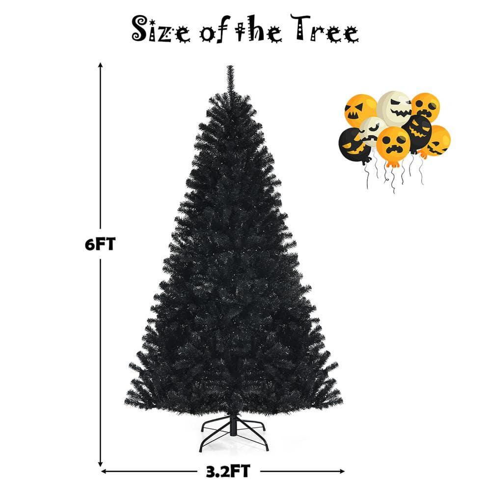 6 ft. Pre -Lit Black Halloween Tree Hinged Artificial Christmas Tree