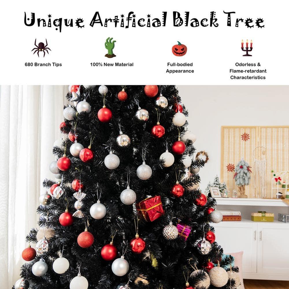 6 ft. Pre -Lit Black Halloween Tree Hinged Artificial Christmas Tree