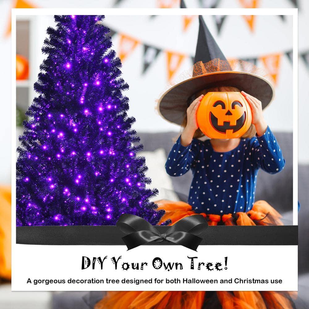 6 ft. Pre -Lit Black Halloween Tree Hinged Artificial Christmas Tree