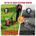 20000 RPM Electric Weed Wacker with Wheel,12″ Brushless Cordless Weed Eater Battery Powered, 4-in-1 Brush Cutter/String Trimmer/Grass Trimmer/Lawn Mower,Edger Stringless Weed Trimmer,5 Blade,2 Battery
