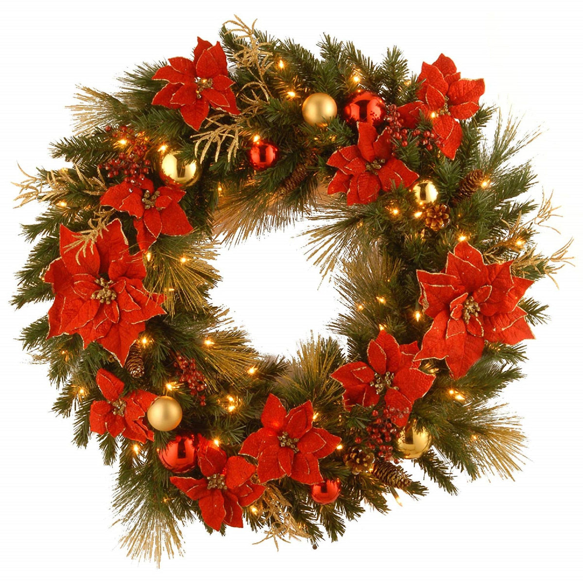 National Tree Company Pine Decorated Prelit Wreath, (Multi-color)