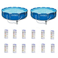 intex 12' x 30" metalframe round pool (2 pack) &amp; replacement cartridge (12 pack)