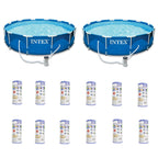 intex 12' x 30" metalframe round pool (2 pack) &amp; replacement cartridge (12 pack)