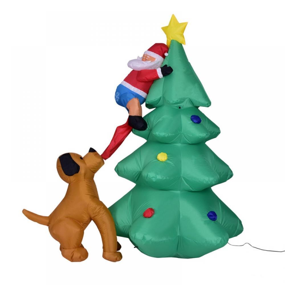 6 FT Christmas Inflatables Tree,Xmas Inflatable Tree Dog bites Santa Claus climbing tree, Christmas Decoration with Fan and Anchor Ropes, Animated for Yard Party Lawn, Indoor &amp; Outdoor