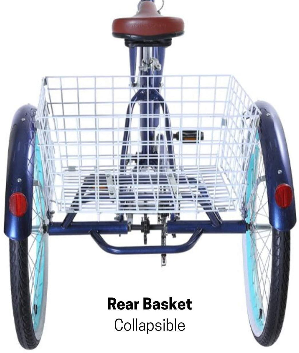 reezero Body Ease 26 Inch 7-Speed Adult Tricycle with Rear Basket