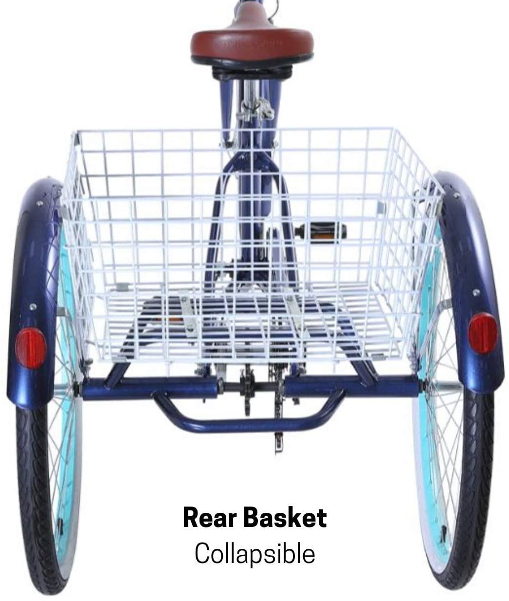 reezero Body Ease 26 Inch 7-Speed Adult Tricycle with Rear Basket
