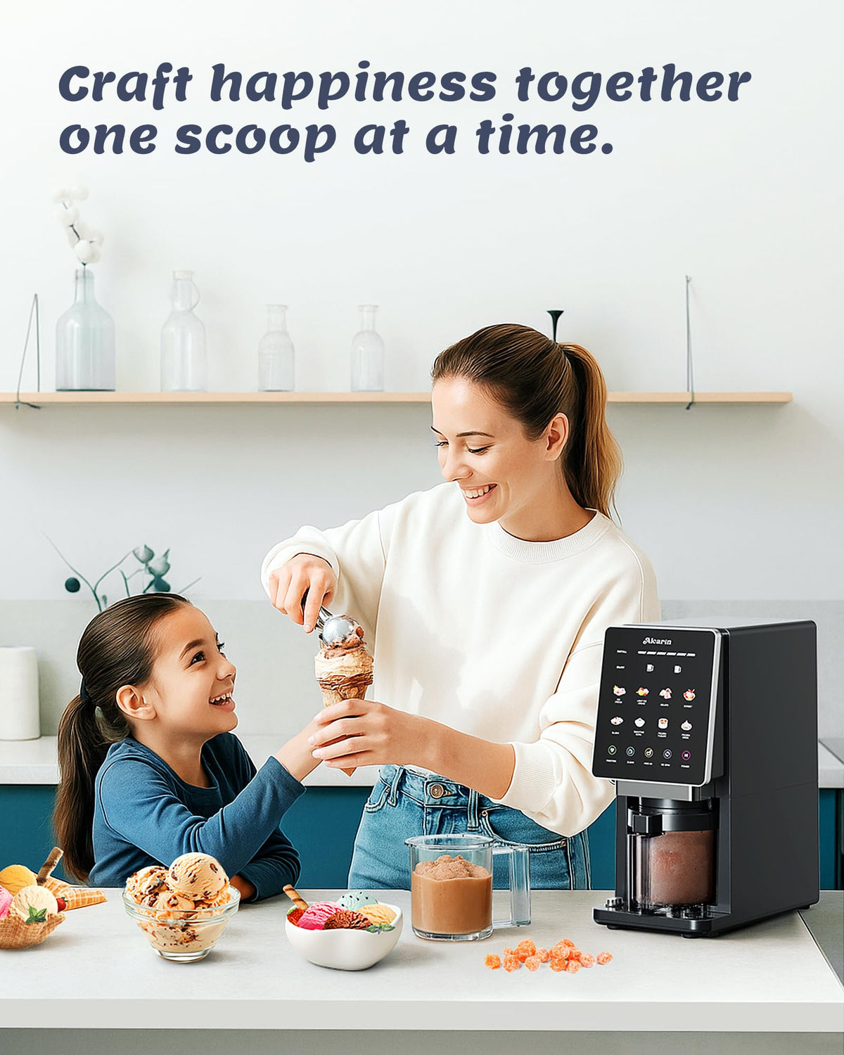 Ice Cream Maker with 1 Pint (Not Freezer), Frozen Treat Machine | Homemade Ice Cream Machine, Gelato, Slushie, Yogurt, Sorbet, 10 Pre-set Programs, Respin & Minx-in Function