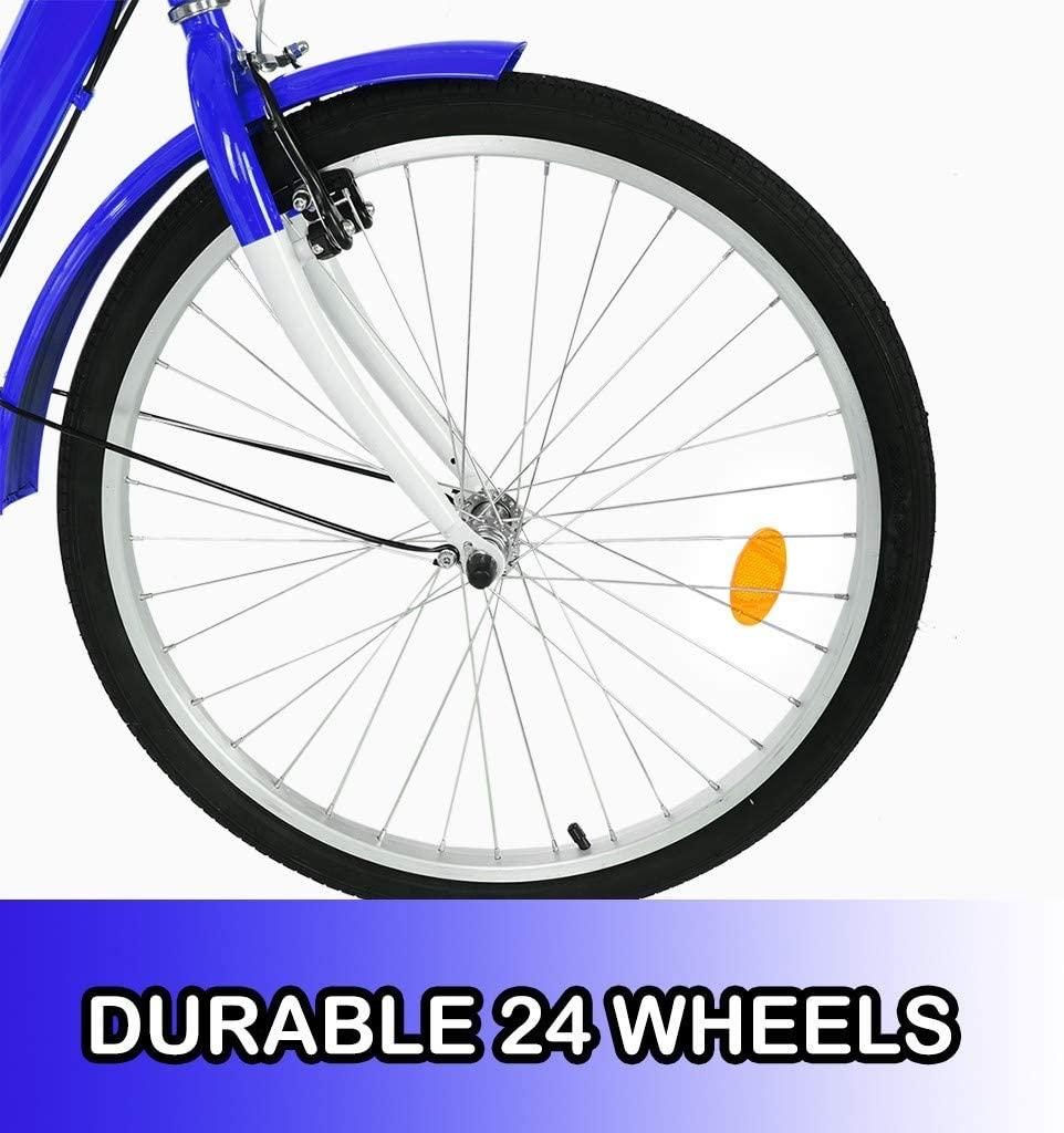 Adult Tricycles 7 Speed, Adult Trikes, Three Wheel Cruiser Bike Bicycle with 24-Inch Wheels and LarShopping Basket for Women, Seniors, Men