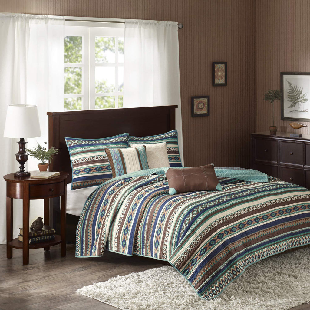 Gracie Mills Malone 6 Piece Quilted Coverlet Set Blue King/Cal - MP13-3032
