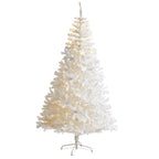 Nearly Natural 7.5' White Artificial Christmas Prelit 400 Clear LED Lights