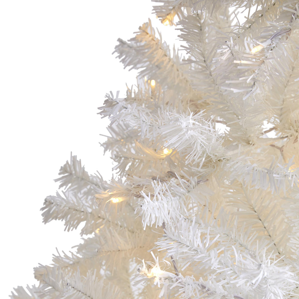 Nearly Natural 7.5' White Artificial Christmas Prelit 400 Clear LED Lights