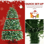 5 ft. Green Pre-Lit LED Snowy Hinged Artificial Christmas Tree with Multi-Color Lights