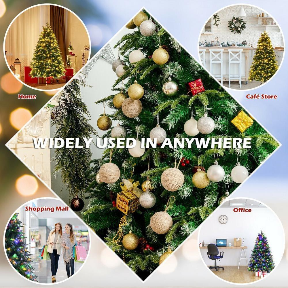 5 ft. Green Pre-Lit LED Snowy Hinged Artificial Christmas Tree with Multi-Color Lights