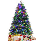 5 ft. Green Pre-Lit LED Snowy Hinged Artificial Christmas Tree with Multi-Color Lights