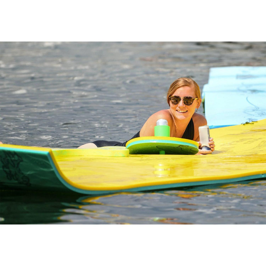 Aqua Lily Pad ALP18 The Original Model Water Playground Floating Foam Island Mat with Storage Straps and Pad Protectors, Yellow