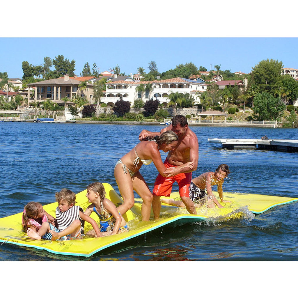 Aqua Lily Pad ALP18 The Original Model Water Playground Floating Foam Island Mat with Storage Straps and Pad Protectors, Yellow