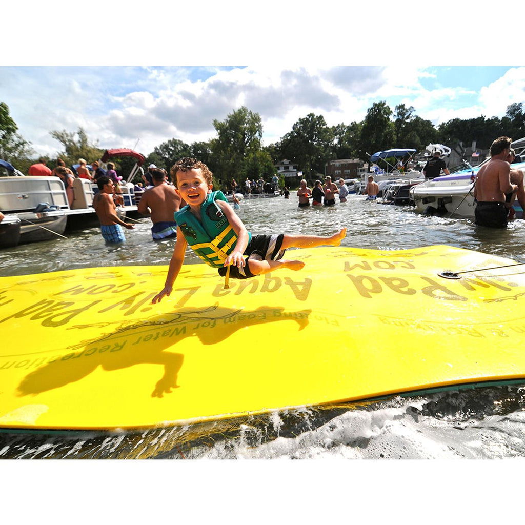 Aqua Lily Pad ALP18 The Original Model Water Playground Floating Foam Island Mat with Storage Straps and Pad Protectors, Yellow