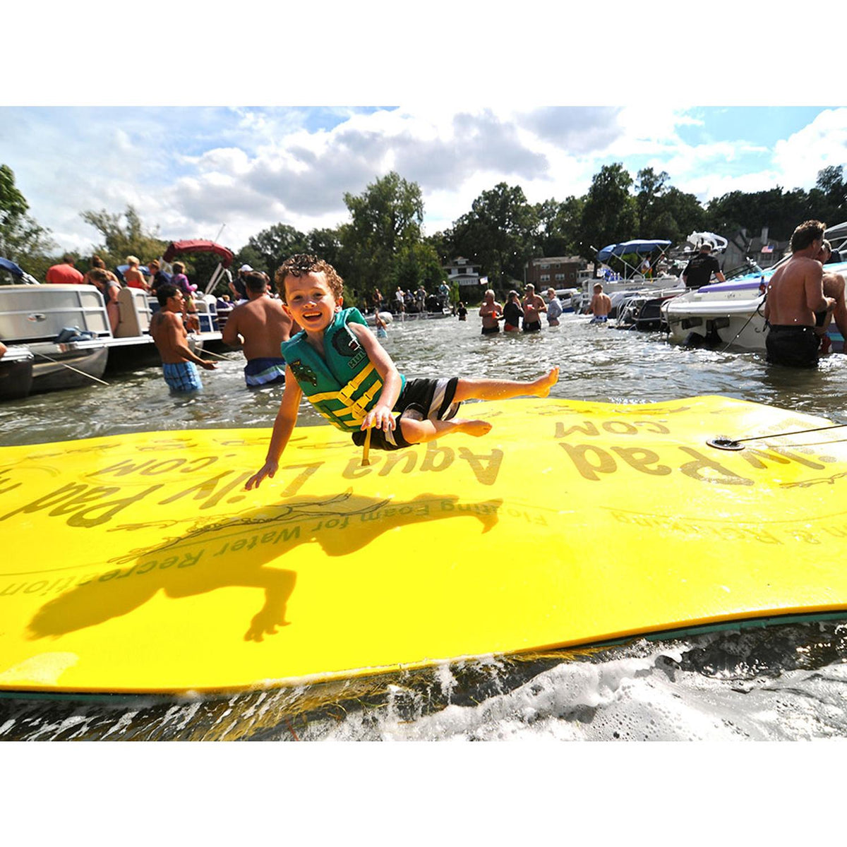 Aqua Lily Pad ALP18 The Original Model Water Playground Floating Foam Island Mat with Storage Straps and Pad Protectors, Yellow