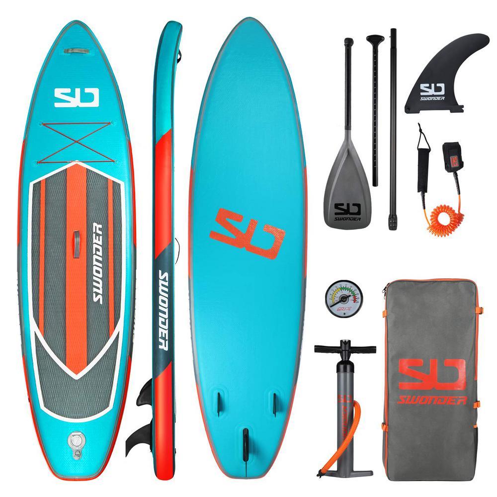 Premium 10 ft. 6 in. Lava Inflatable Stand Up Paddle Board with Full SUP Accessories
