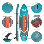 Premium 10 ft. 6 in. Lava Inflatable Stand Up Paddle Board with Full SUP Accessories