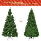 Gymax 9FT Pre-Lit Christmas Tree Hinged Artificial Tree w/ Metal Stand LED Lights