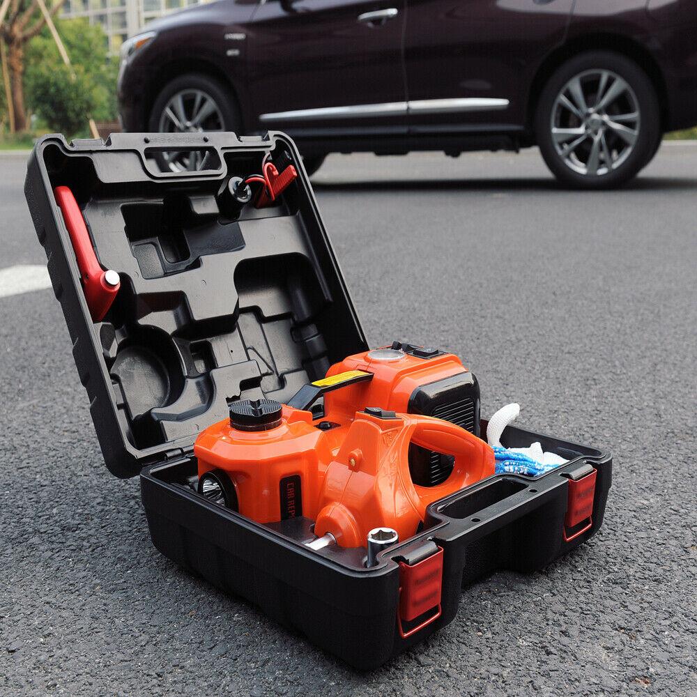 5 Ton 12V Electric Hydraulic Floor Jack Lift+Electric Impact Wrench Car Van