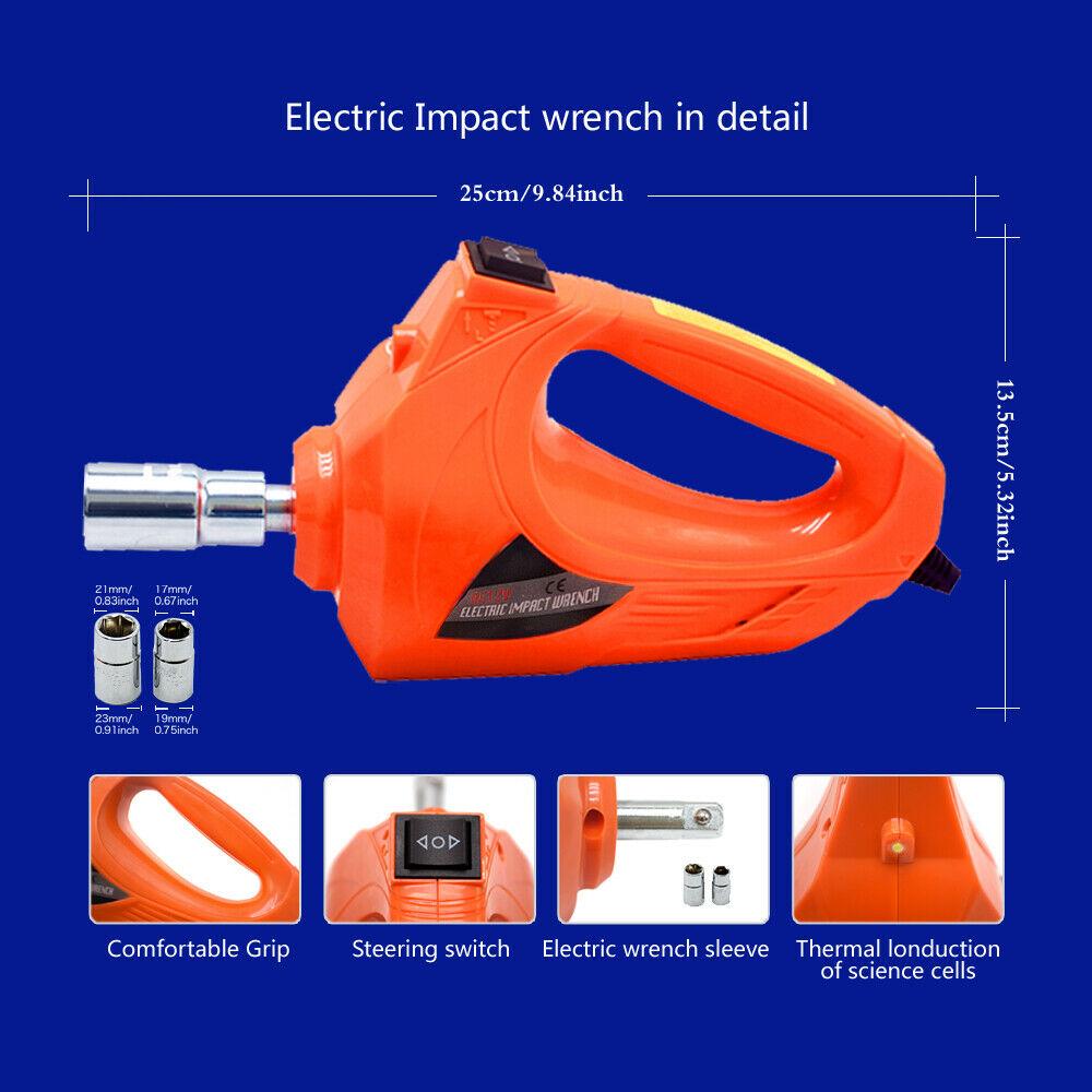 5 Ton 12V Electric Hydraulic Floor Jack Lift+Electric Impact Wrench Car Van
