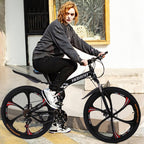 Wjhwsx Follure 2023 26 In. Mountain Bikes Carbon Steel 21 Speed Bicycle Full Suspension, Bikes for Men and Women, Black