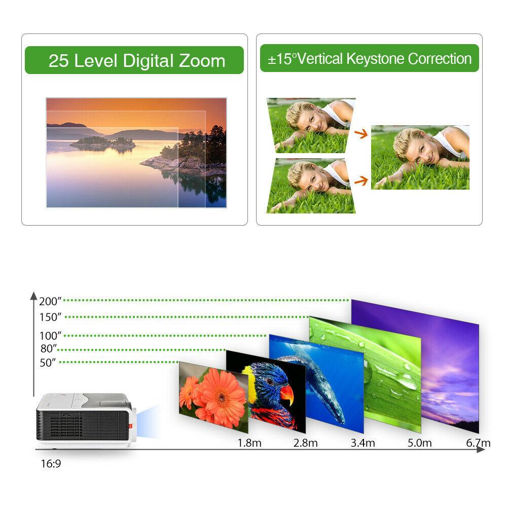 8000lms android wifi projector wireless 1080p movie full hd backyard hdmi usb tv