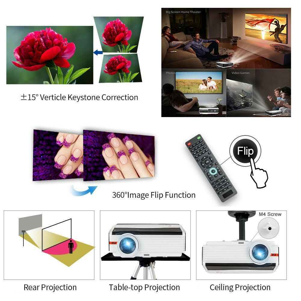 8000lms android wifi projector wireless 1080p movie full hd backyard hdmi usb tv