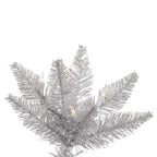 Vickerman 6.5' Silver Tinsel Fir Artificial Christmas Tree, Clear Dura-lit Incandescent Lights - Faux Silver Christmas Tree - Seasonal Indoor Home Decor
