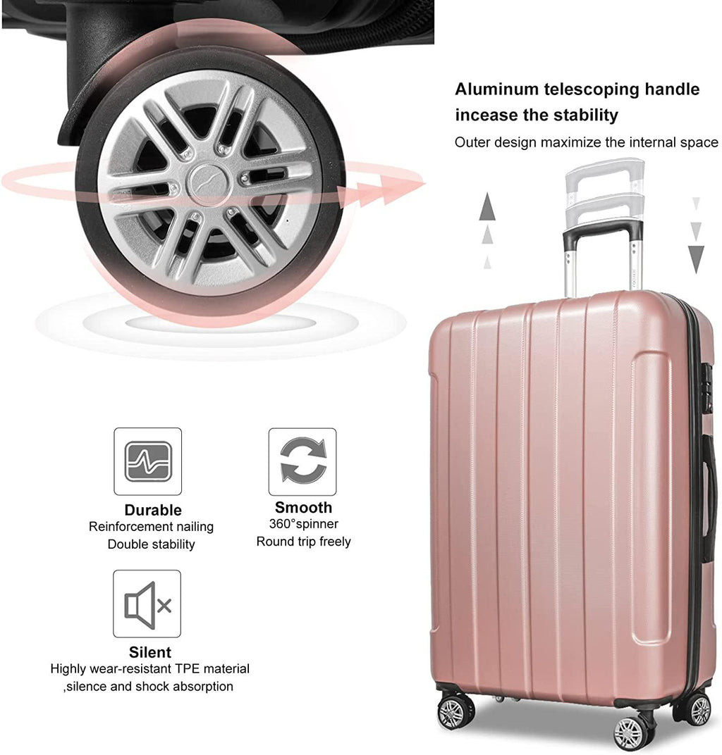 FOCHIER 3 Piece Hard shell Luggage Sets, PC+ABS Hardside Lightweight Fashion Suitcase with Spinner Wheels &amp; TSA Lock (20/24/28 inch)