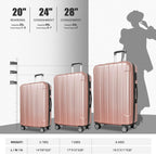 FOCHIER 3 Piece Hard shell Luggage Sets, PC+ABS Hardside Lightweight Fashion Suitcase with Spinner Wheels &amp; TSA Lock (20/24/28 inch)