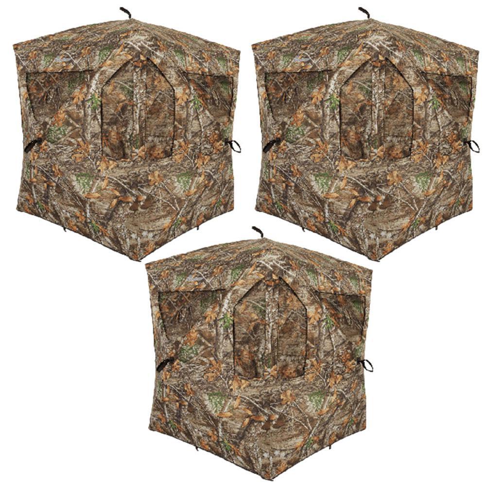 Brickhouse 3-Person Hunting Hub Ground Blind, Realtree Ed(3-Pack)