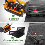Manual Reel Lawn Mower with Grass Catcher, 16-Inch Cutting Width | 16-inch cutting width for efficient yard care, manual push mower with 7.9-gallon grass collection bag for quiet, clean mowing