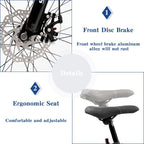 Max4out Fat Tire Mountain Bike 21 Speed  Derailleur, with High Carbon Steel Frame, Double Disc Brake and Front Suspension Anti-Slip Bikes with 26 inch Wheels, Black/White