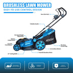 17-Inch Cordless Lawn Mower with 2 x 21V 4.0Ah Batteries &amp; Dual-Port Fast Charger, Battery Powered Push Mower, 6-Position Cutting Height Adjustment, 50L Grass Collection Bag