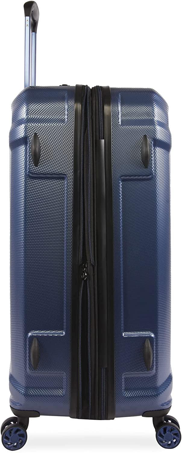 Gibson 3 Piece Set Expandable Suitcase with Spinner Wheels, Metallic Blue