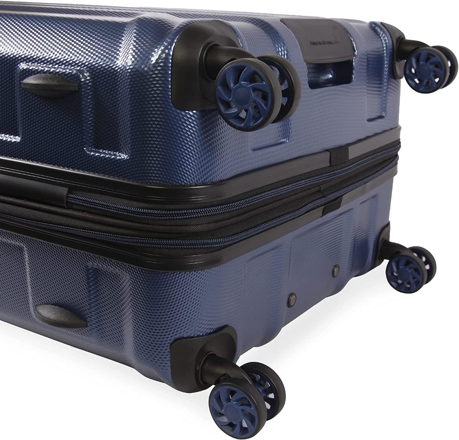 Gibson 3 Piece Set Expandable Suitcase with Spinner Wheels, Metallic Blue