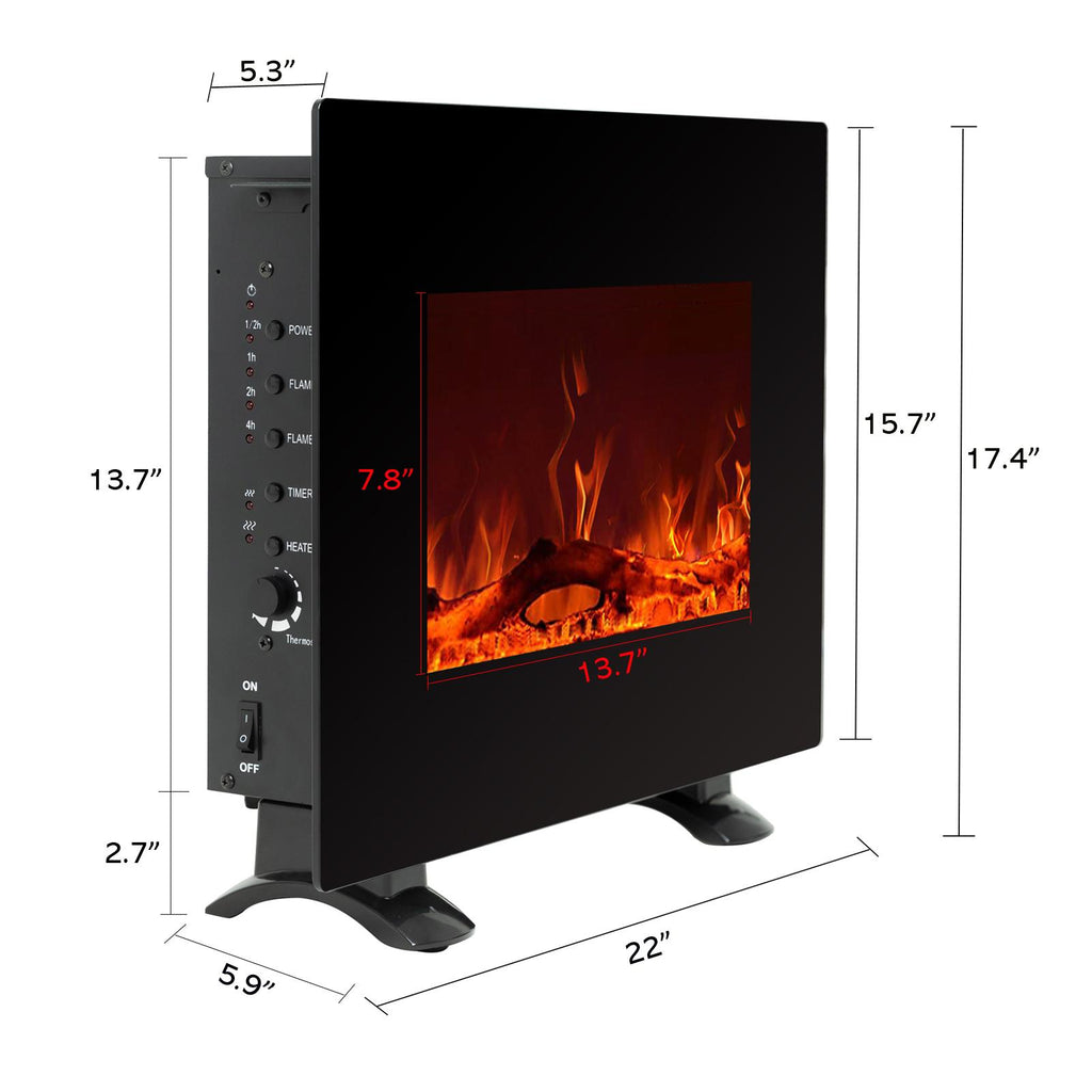C-Hopetree Wall Mounted or Freestanding Electric Fireplace Heater with Remote and Thermostat, 22 inch Wide