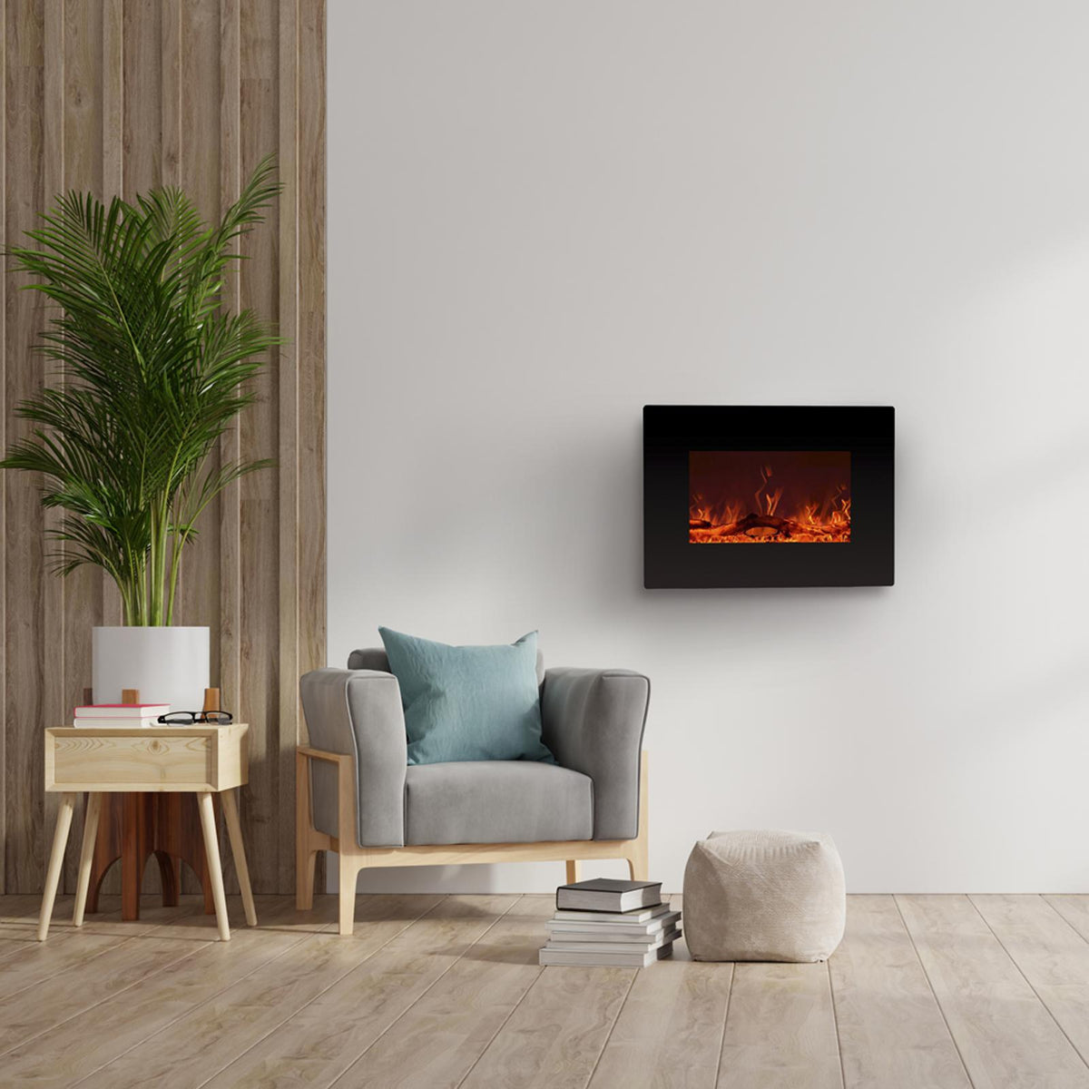 C-Hopetree Wall Mounted or Freestanding Electric Fireplace Heater with Remote and Thermostat, 22 inch Wide