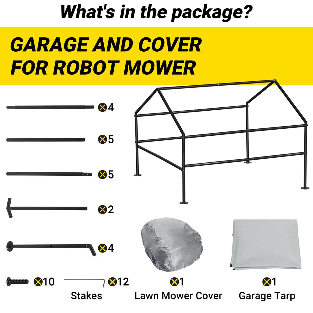 Robot Mower Gara+ Waterproof Cover, 32"x30"x26" | Heavy Steel Frame | Thickened 600D Oxford Fabric Sun Resistant Dustproof Shelter, Fits , , Segway, WORX, , &amp; more